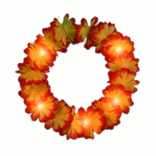 blinkee Light Up Flashing Fall Autumn Flower Crown Headband | White/Orange - Hawaii Department - 1 Set