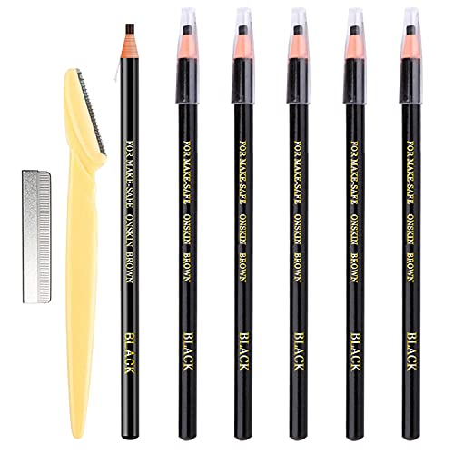 6 Piece Black Colour Waterproof Eyebrows Pencil Tattoo Makeup And Microblading Supplies Kit-Permanent Eye Brow Liners In Waterproof Eyebrow Pencils Beauty & Personal Care KAIQIKAIXI