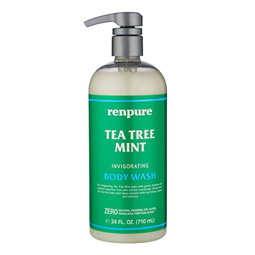 Renpure Original Tea Tree Essential Oil & Peppermint Moisturizing Body Wash With Pump - for Dry Sensitive Skin & Decongest Pores - Sulfate Free Body Beauty & Personal Care RENPURE