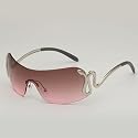 One-piece Metal Frameless Sunglasses With Personalized Snake Design Fashionable Sunglasses For Men and Women (Silver Frame Gray Powder Flake) Beauty & Personal Care Pub