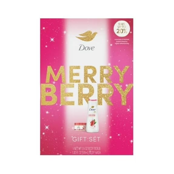 Dove Limited Edition Merry Berry Set Pomegranate & Hibiscus Rejuvenating Body Wash & Scrub, 2 Count Beauty and Personal Care Dove