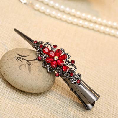 Large Retro Metal Hair Clips Flower Duck Bill Clips Rhinestone Hair Barrettes with Teeth Hair Pins Hair Slide Stylish for Women Girl Hair Jewelry Beauty & Personal Care DAONACO