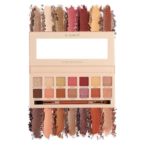 Sigma Beauty Cor-De-Rosa Eyeshadow Palette - 14 Warm Eyeshadow Shades in Matte, Shimmer and Metalic Finishes - Highly Pigmented Vegan Eye Makeup Beauty & Personal Care Sigma Beauty