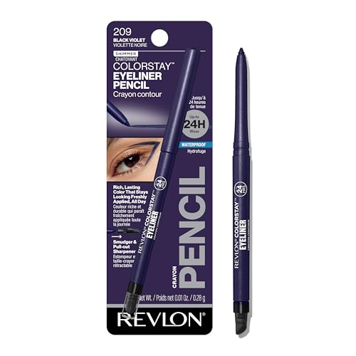 REVLON ColorStay Pencil Waterproof Eyeliner, Smudge-Proof, Eye Makeup with Built-In Sharpener, Stocking Stuffer for Women, 209 Black Violet, 0.01 oz Beauty & Personal Care REVLON
