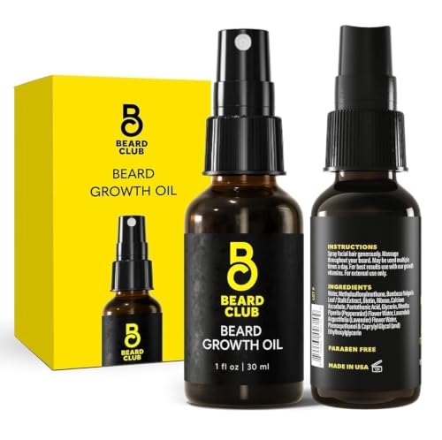 The Beard Club Biotin Beard Growth Oil Vitamin Spray for Facial Hair Growth - Natural Formula for Fuller, Thicker Beard, Easy-to-Use, Nourishing Beauty and Personal Care The Beard Club