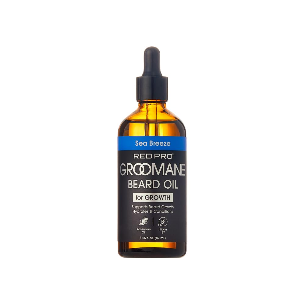 Red by Kiss Groomane Beard Oil, Rosemary Oil & Biotin, Promotes Full, Healthy Look Beard Strengthen Facial Hair, Reduces Breakage (3 fl.oz, Sea Beauty and Personal Care Red by Kiss