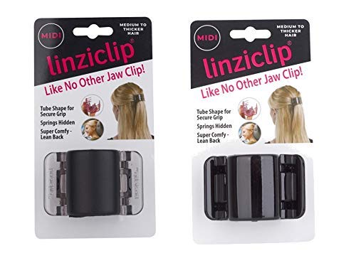 Linziclip Hair Jawclip Midi Black Solid & Black Matte Bundle, 2-pack Beauty & Personal Care Allure Style Accessories