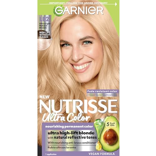 Garnier Hair Color Nutrisse Ultra Color Nourishing Creme, LB2 Ultra Light Natural Blonde (Pina Colada) Permanent Hair Dye, 1 Count (Packaging May Beauty & Personal Care Garnier