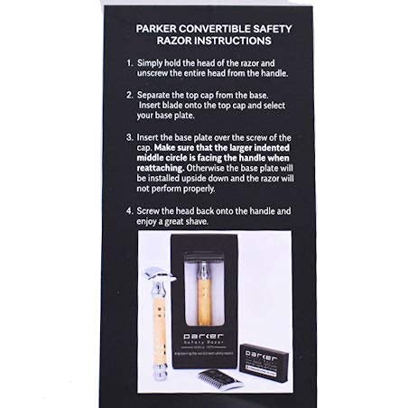 Parker, "The Convertible", Double Edge Safety Razor - Interchangeable Open & Closed Comb Plates, Solid Brass/Chrome 93 g Handle, Customizable Shave Beauty and Personal Care Parker Safety Razor