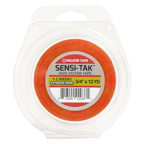 Walker Tape Sensi-Tak Hairpiece Roll 3/4" x 12 Yards, Extended Wear Wig Tape Double Sided Ultra Hold for Poly Systems, Clear Lace Wig Adhesive for