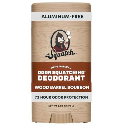 Dr. Squatch Natural Men’s Deodorant - Aluminum Free Natural Deodorant Men with Charcoal & Postbiotics for 72-Hour Odor Protection - Wood Barrel Beauty and Personal Care Dr. Squatch