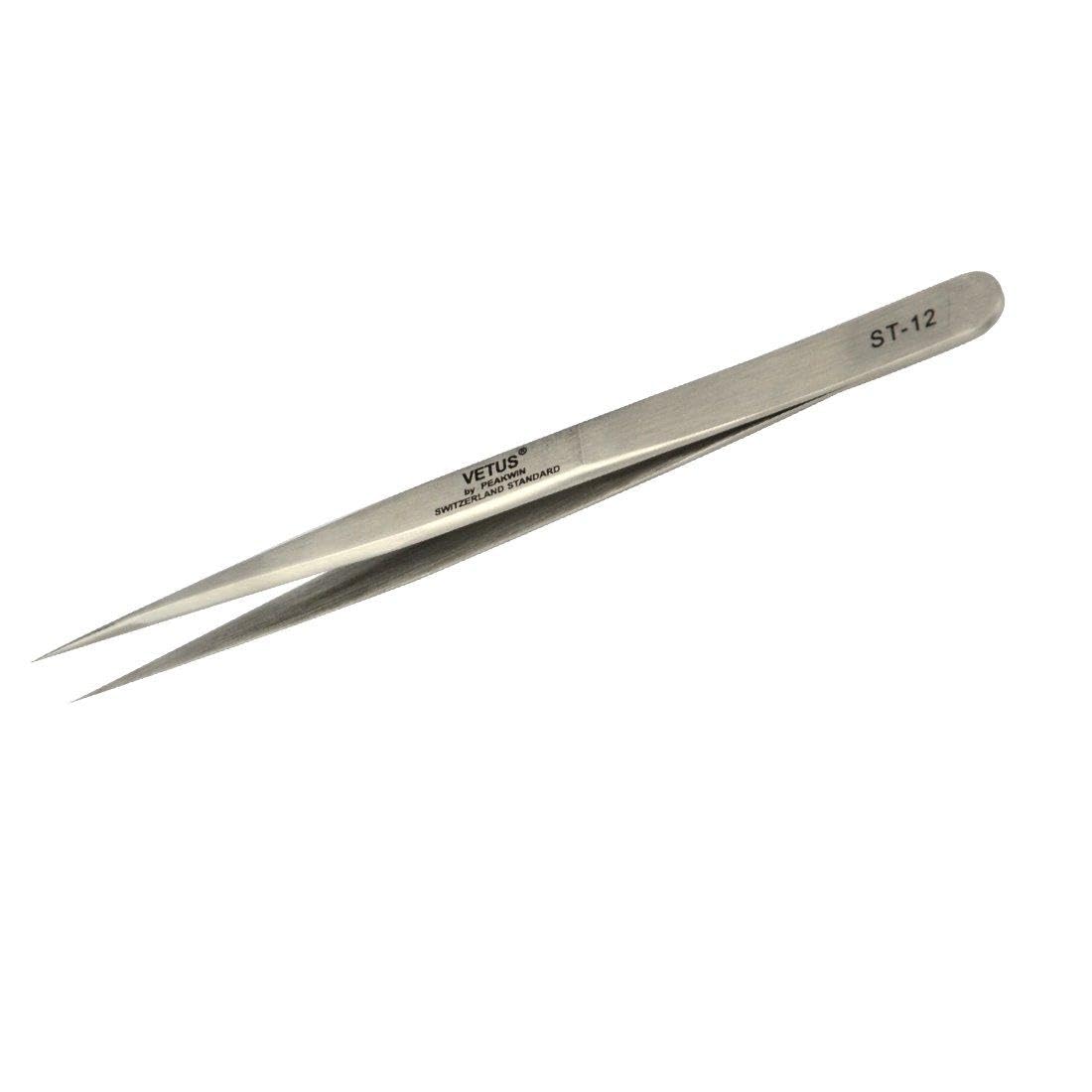 1 PC Vetus Pointed Perfect Craft Fine Angled Removal Stainless Steel Tip Straight Tweezers For Professional Grafting Eyelash extension False Eyelash Beauty and Personal Care Qeelasee