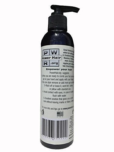 POWERHAIR Hair Gel, Subtle cover for gray hair, alcohol free, perfect hold, 8 Fl oz.(Black/Red/Brown) (BLACK for gray hair) Beauty & Personal Care POWERHAIR.ORG
