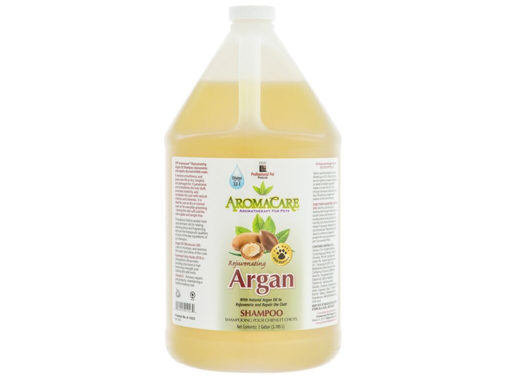 PPP AromaCare Rejuvenating Argan Shampoo for Dogs - Repairs Dry and Brittle Coats - Leaves Fur Silky & Shiny - 1 Gallon