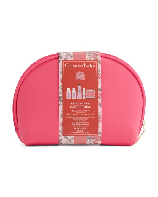 Crabtree & Evelyn Rosewater Personal Travel Bath Set (6 Pieces - (3oz) bath and shower gel (3oz) body lotion (0.9oz) hand cream (0.33oz) body mist Beauty and Personal Care Crabtree & Evelyn