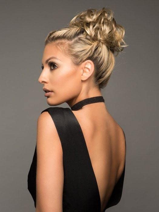 Mimic Hair Wrap Color 22MB Sesame - Easihair Hairpieces 4.5" Length UpDo Ponytail Accent Synthetic Fiber Curly Wavy Locks Elastic Band Scrunchie 292