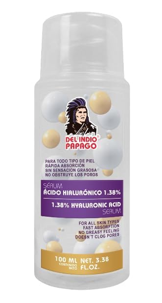 Del Indio Papago Hyaluronic Acid Serum (3.38 Fl Oz) / Serum Acido Hialuronico 1.38% Para, todo tipo de Piel - Intensive Daily Hydration, For All Skin Beauty & Personal Care Del Indio Papago