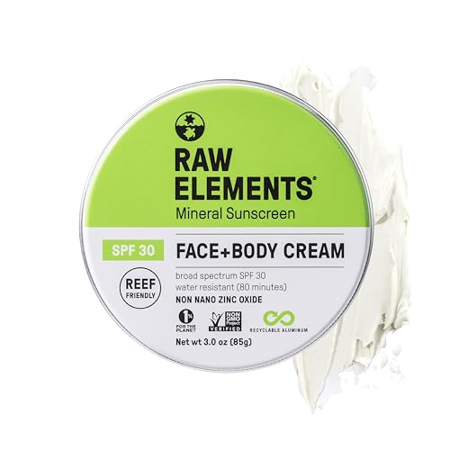 Raw Elements Face and Body Mineral Sunscreen SPF 30 Tin, Organic Sunblock Daily Protection, Non Toxic Reef Safe, Water Resistant, Cruelty Free Beauty & Personal Care Raw Elements