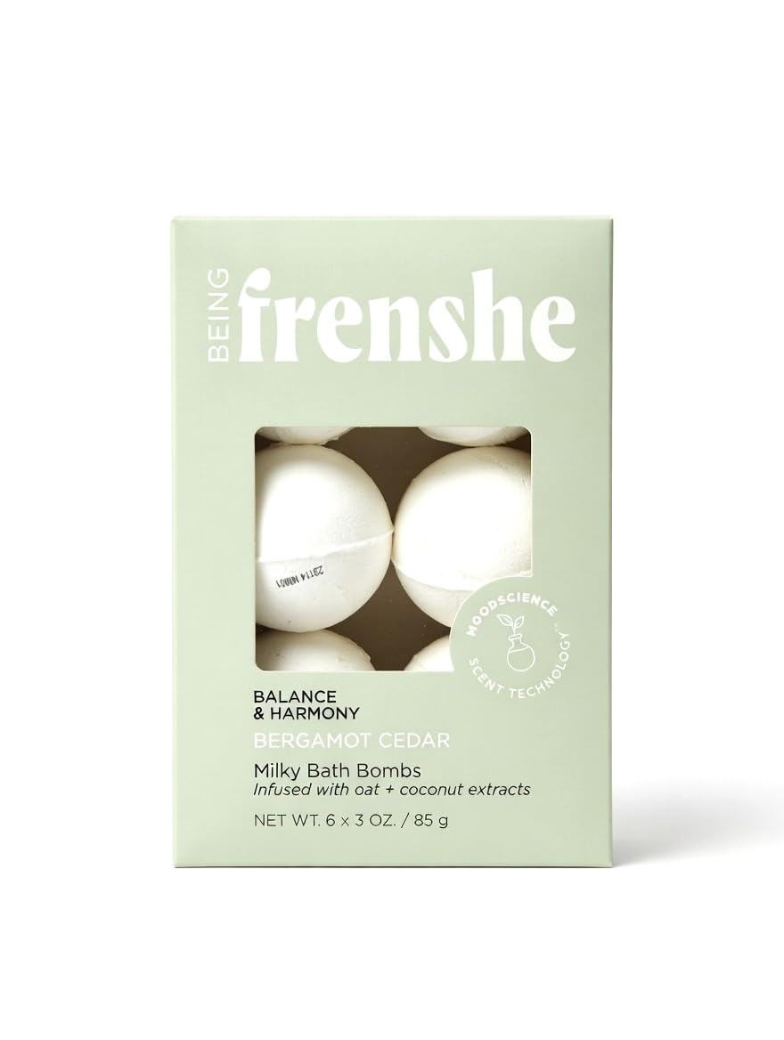 Being Frenshe Milky Bath Bombs, Bergamot Cedar, Balance & Harmony, Infused with Oat & Coconut Extracts, 6 x 3 oz Beauty and Personal Care FRENSHE