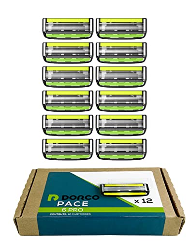 DORCO Pace 6 Pro - Six Blade Razor System with Trimmer - 12 Pack Refill (No Handle) Beauty and Personal Care DORCO Default Title