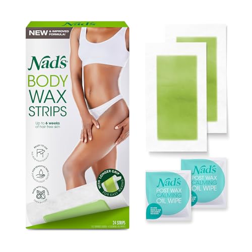 Nad's Body Wax Strips Hair Removal For Women At Home plus 4 Calming Oil Wipes, 24 Count Beauty & Personal Care Nad's