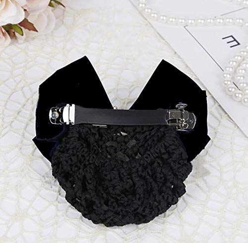 Women Hair Bun Cover Net Snood Hairnet Bowknot Decor Satin Bow Barrette French Hair Clip Bow Ribbon Flower Hair Accessories For Stewardess Banks Beauty & Personal Care NATUWORLD