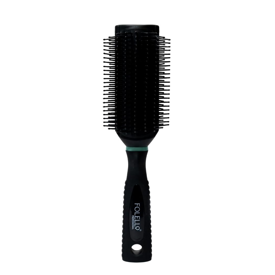 FOLELLO Round Hair Brush for Men and Women - Lightweight Styling Comb for Blow Drying, Curls, Waves, Volume - Suitable for Straight, Curly, Thick or