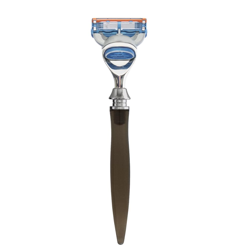 eShave 5-blades razor smoke for men with long ergonomic handle and pivoting head, lubricating strip and precision trimmer- blade fit the most famous Beauty and Personal Care eShave