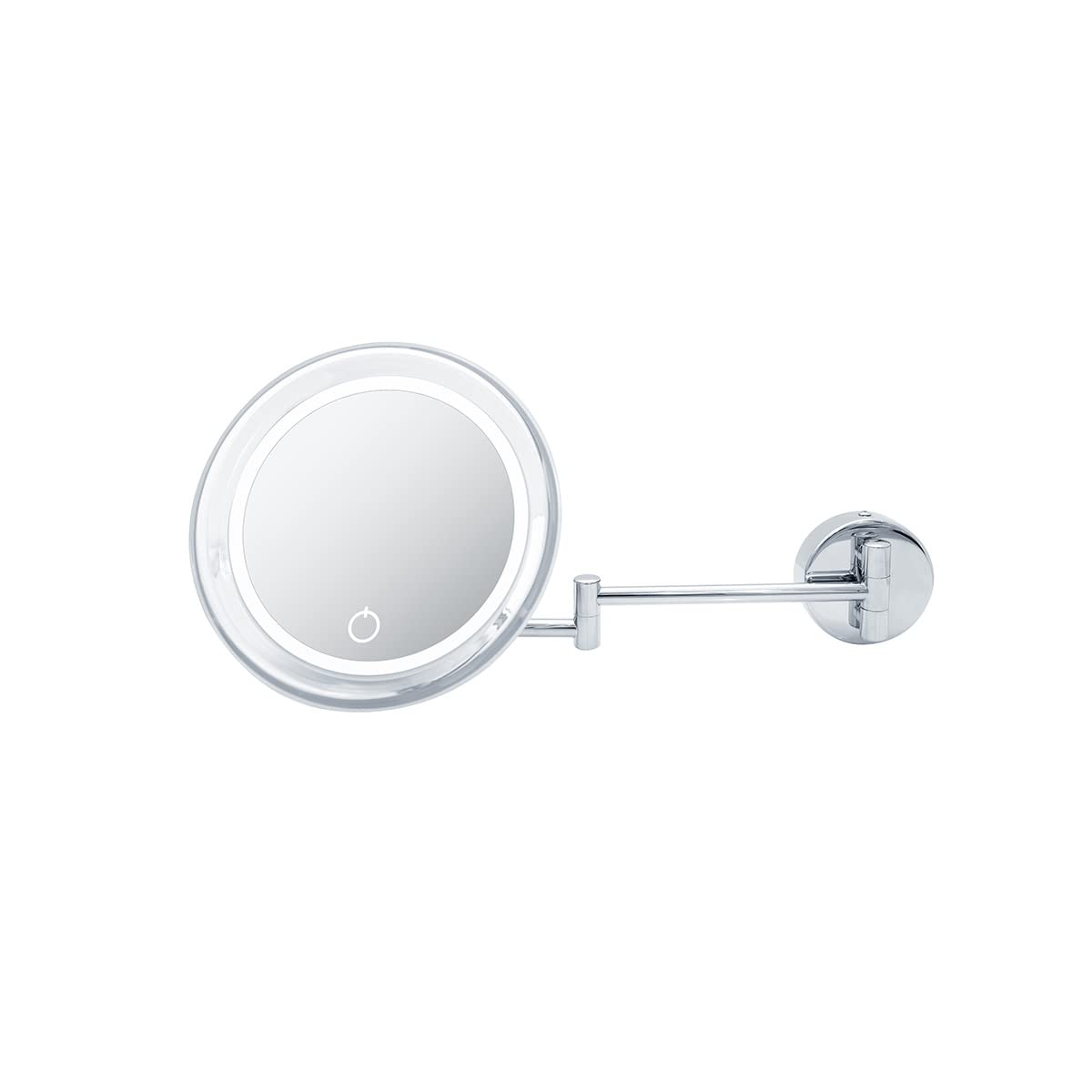 WS Bath Collections Beauty 200T Beauty 13-7/8" W x 7-13/16" H Modern Circular Framed Makeup Wall Mirror with LED Lighting - Polished Chrome Beauty and Personal Care WS Bath Collections