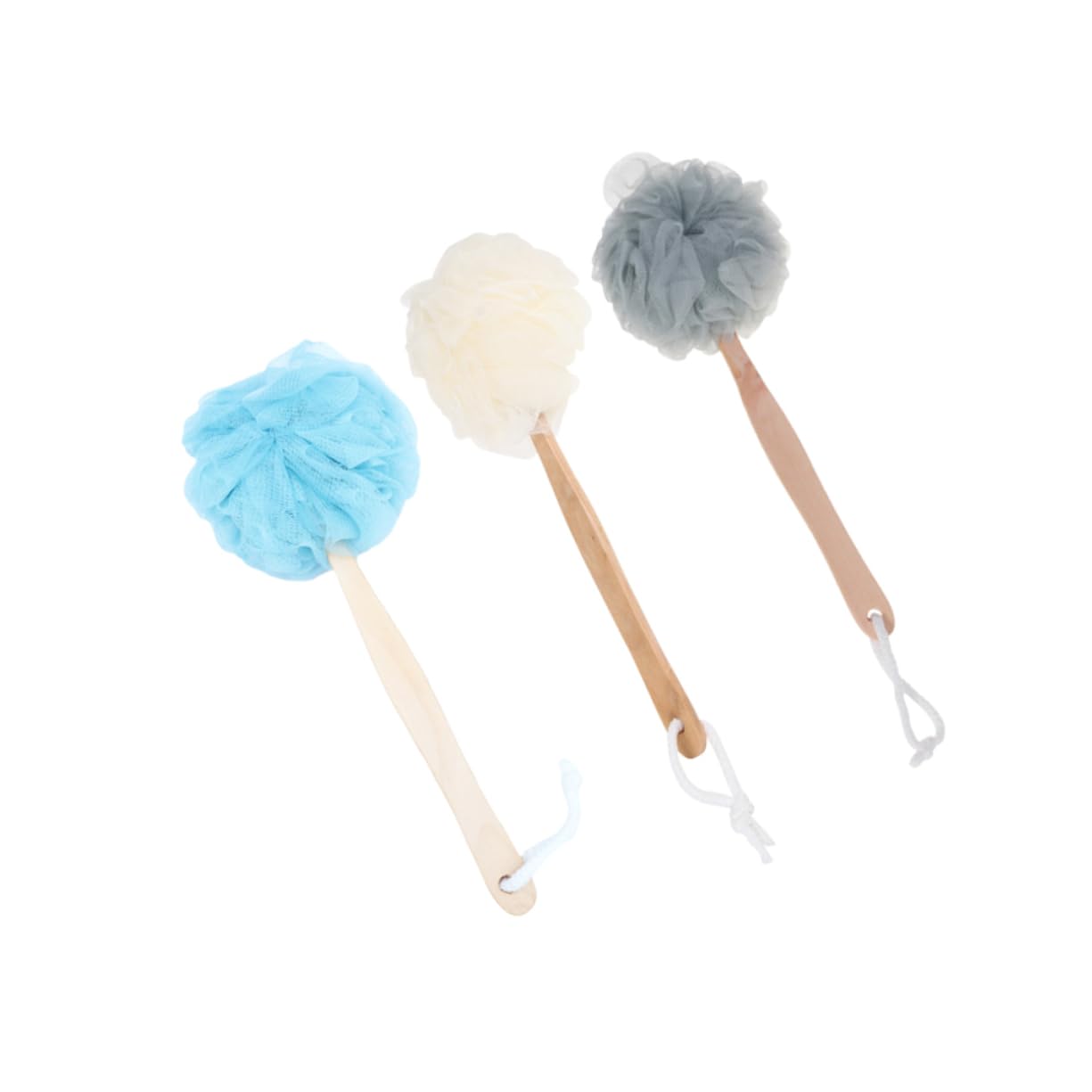 OUNONA 3Pcs Long Handle Bath Balls Scrubber Exfoliating Bath Puff for Men and Women Soft Mesh Shower Accessories for Body Cleaning and Massage Beauty and Personal Care OUNONA