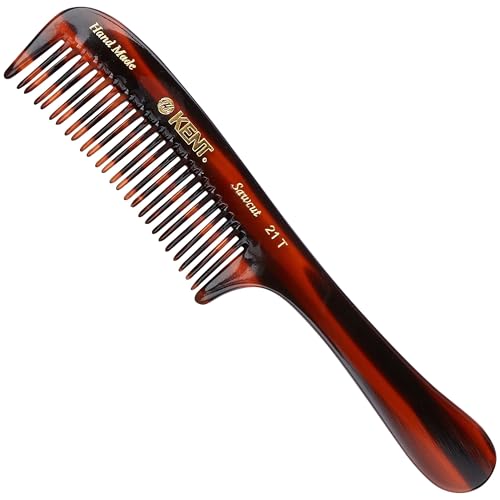 Kent 21T Tortoiseshell Large Detangling Comb, Wide Teeth for Thick Curly Wavy Hair. Long Hair Detangler Comb For Wet and Dry. Handmade of Quality