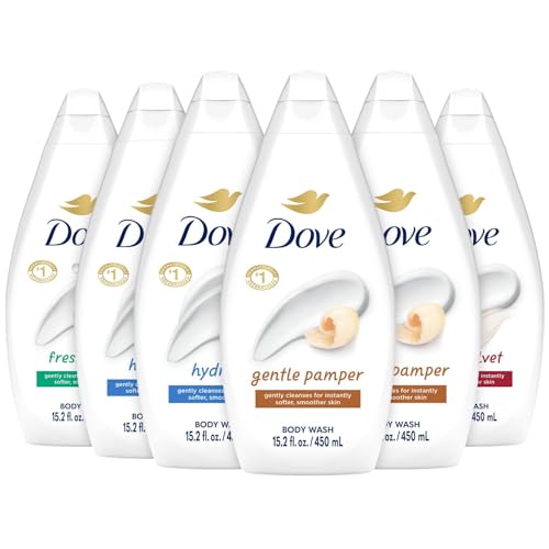 Dove Body Wash Variety 6-Pack - Hydrate, Gentle Pamper, Fresh Care, and Silky Velvet, 15.2 Oz Ea Beauty & Personal Care Dove