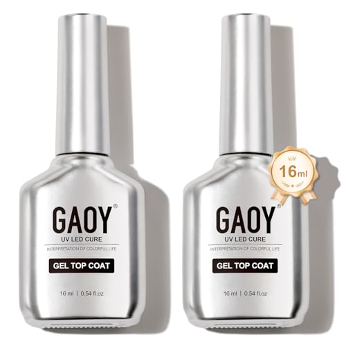 GAOY 2 Pcs 16ml No Wipe Gel Top Coat, Glassy Clear Gel Top Coat, High Gloss Finish for UV Light Cure Nail Polish Beauty and Personal Care GAOY Default Title