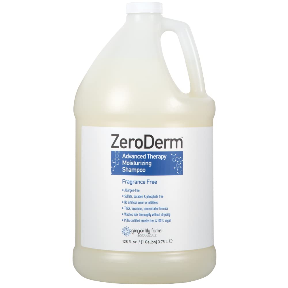 Ginger Lily Farms Botanicals ZeroDerm Advanced Therapy Moisturizing Shampoo for All Hair Types, 100% Vegan & Cruelty-Free, Fragrance Free, 1 Gallon Beauty & Personal Care Ginger Lily Farms