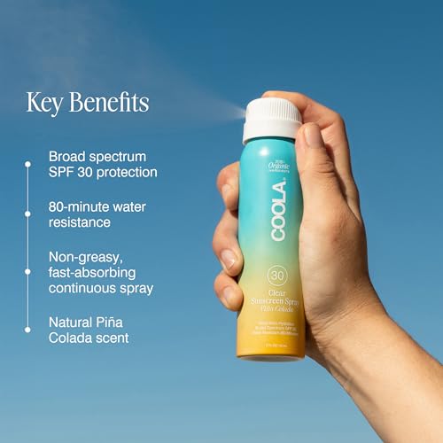 COOLA Organic Sunscreen SPF 30 Sunblock Spray, Dermatologist Tested Skin Care for Daily Protection, Vegan and Gluten Free, Piña Colada, Travel Size, 2 Beauty & Personal Care Coola