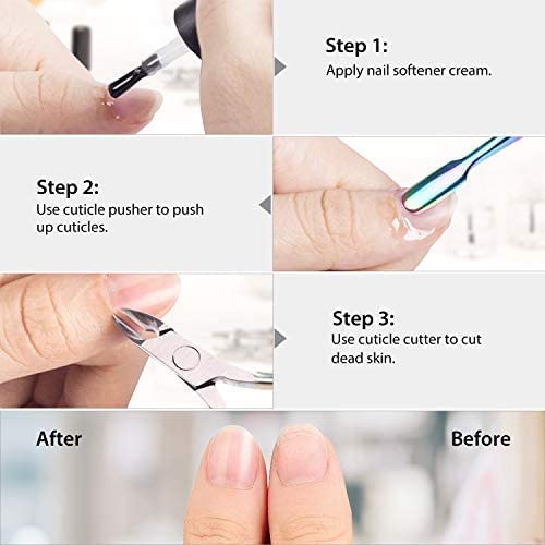 Easkep Cuticle Trimmer with Cuticle Pusher, Cuticle Remover Professional Stainless Steel Cuticle Cutter Nippers Rainbow Sharp Sturdy Pedicure Manicure Beauty & Personal Care Easkep