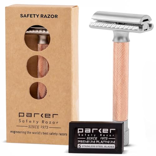 Parker THE VARIANT CLOSED COMB - ADJUSTABLE Double Edge Safety Razor, Customize your Shave with a Turn of the Dial from Mild to Aggressive - 5 Blades Beauty and Personal Care Parker Safety Razor