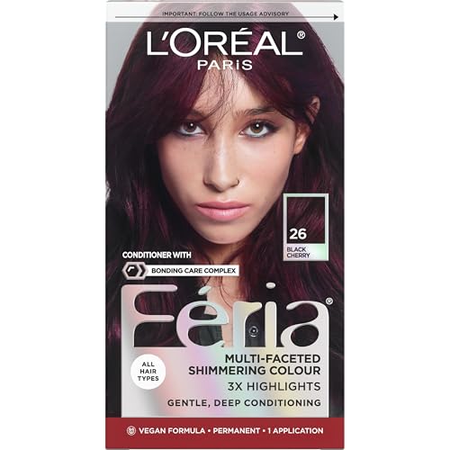L’Oreal Paris Feria Multi-Faceted Shimmering Permanent Hair Color, High Intensity Hair Dye for 3X Highlights, 26 Black Cherry (Deepest Magenta), 1 Beauty & Personal Care L'Oreal Paris