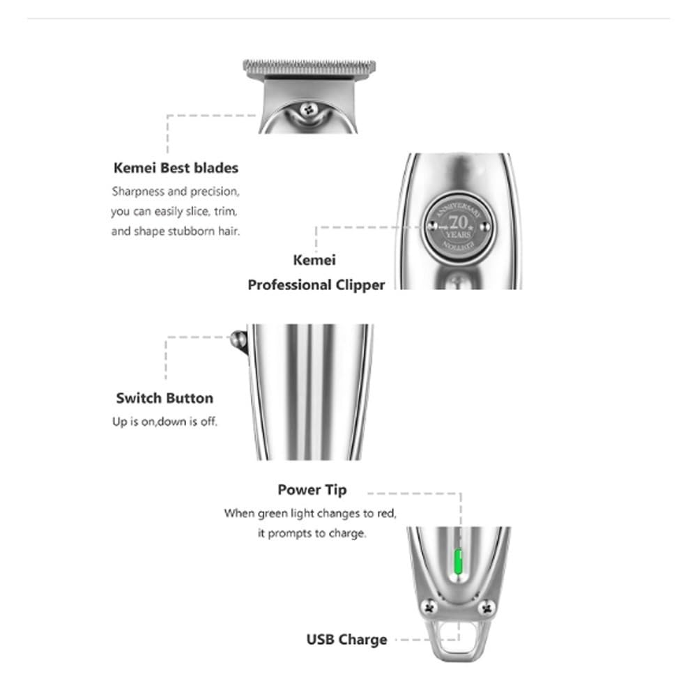 QDKVTNDJZ Mens Hair Clippers, Professional Beard/Hair Trimmer with Bald Blade for Men Stylists and Barbers Cordless Rechargeable(Silver) Beauty and Personal Care QDKVTNDJZ
