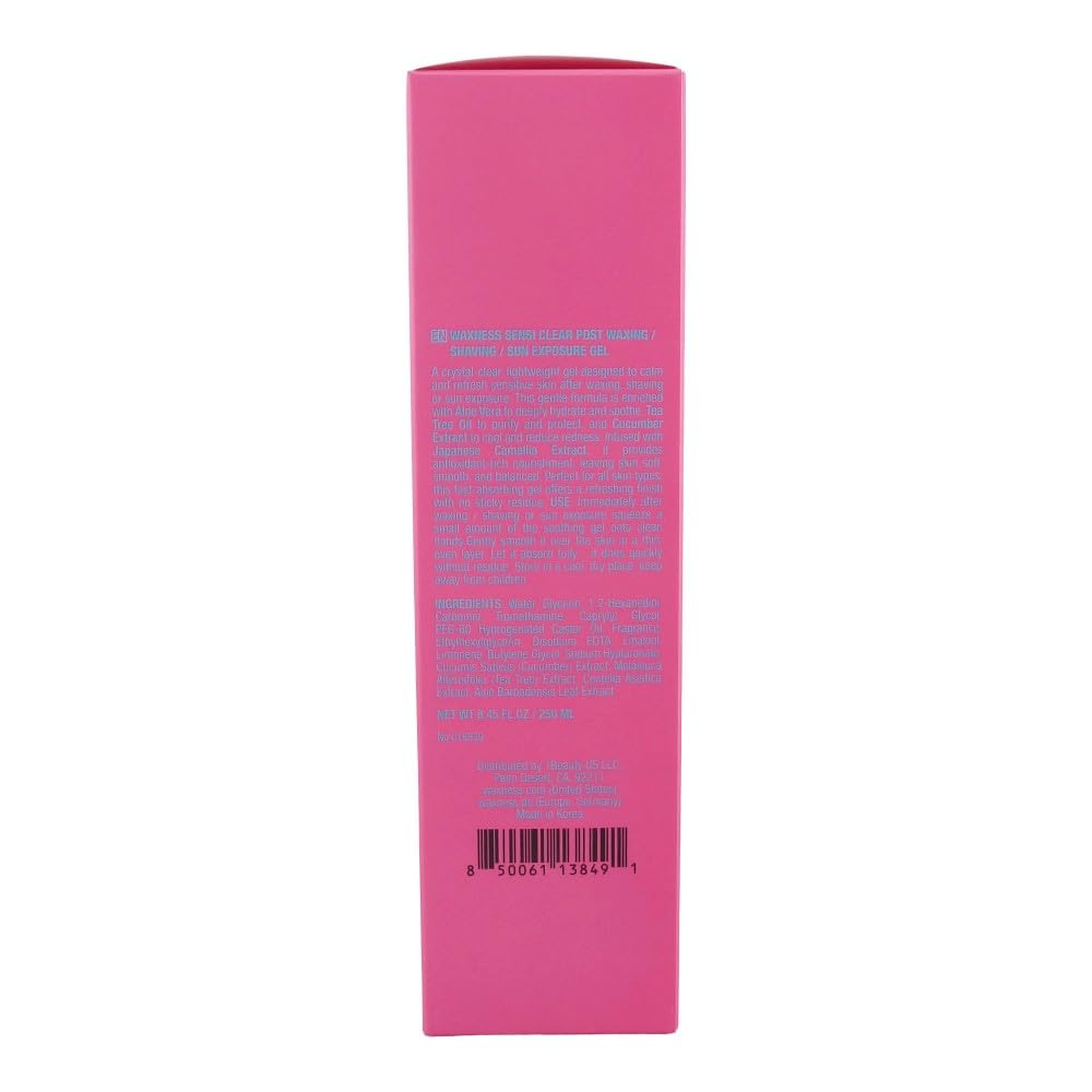 Waxness Sensi Clear Post Waxing Shaving Sun Exposure Gel 6.7 fl oz (200 ml) - Soothing Hydration Gel with Aloe Vera, Tea Tree & Cucumber Extract Beauty and Personal Care Waxness