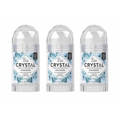 Crystal Mineral Deodorant Stick, Unscented 4.25 oz (Pack of 3) Beauty and Personal Care Crystal Essence