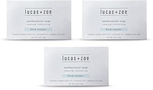 Lucas + Zoe Fresh Essence Antiseptic Bar Soap - 4 Ounce Moisturizing Body Soap Bar Made With Natural Ingredients Like Mediterranean Olive Oil, Coconut Beauty & Personal Care lucas + zoe