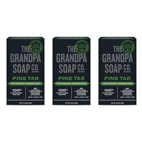 Pine Tar Bar Soap by The Grandpa Soap Company | The Original Wonder Soap | 3-in-1 Cleanser, Deodorizer & Moisturizer | 4.25 Oz. Each 3 Pack Beauty & Personal Care The Grandpa Soap Company