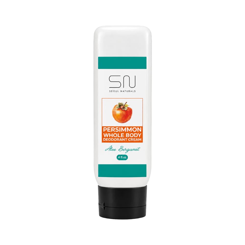 Seoul Naturals Persimmon Whole Body Deodorant Cream 2 Pack, Aloe Bergamot Scented, Eliminates Nonenal Odors, k beauty inspired, 8fl oz, 2 x 4fl oz Beauty and Personal Care Seoul Naturals