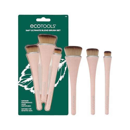 EcoTools 360 Ultimate Blend Makeup Brush Kit, For Cream, Liquid, & Powder Foundation, Blush, & Bronzer, Buff & Blend Makeup, Full Coverage, Dense Beauty & Personal Care EcoTools