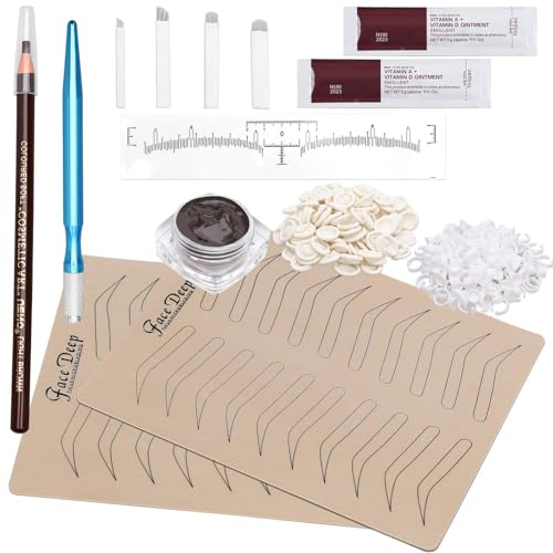 Fenshine Eyebrow Practice Kit with Blades Pigment Practice Skin Eyebrow Ruler Repair Gel Ring Cup Finger Gloves Pencil Beauty & Personal Care fenshine