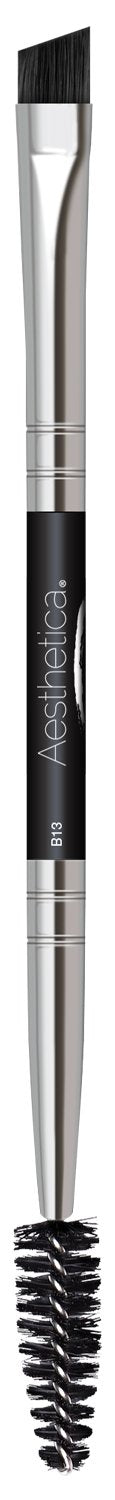 Aesthetica Pro Series Double Ended Eyebrow Brush & Spoolie - Angled Brow Brush for Precision Application & Blending of Eye Brow Powders, Waxes & Gels Beauty & Personal Care Aesthetica