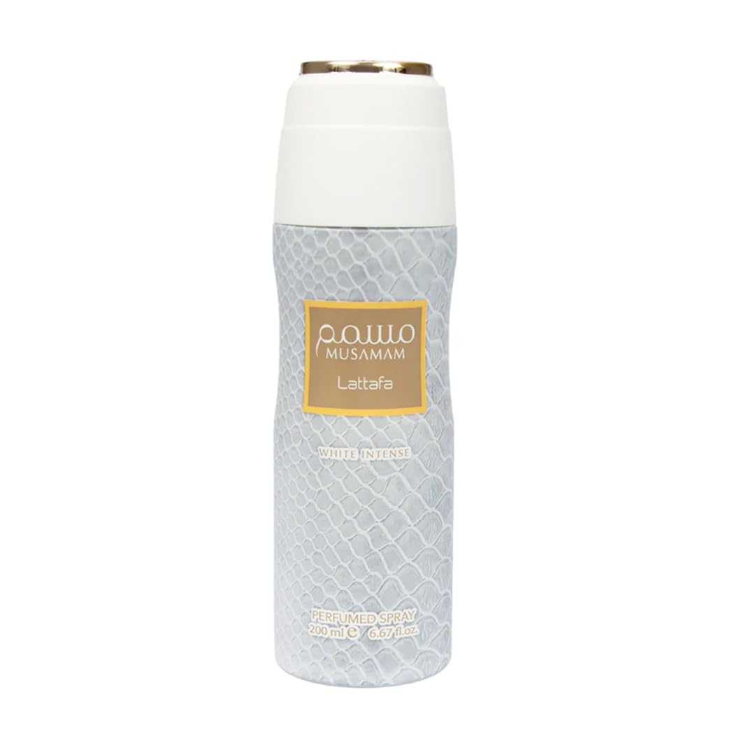 Lattafa Musamam White Intense Unisex Deodorant Spray, Amber Floral, 6.7 oz, Long-Lasting Fragrance Beauty and Personal Care Lattafa