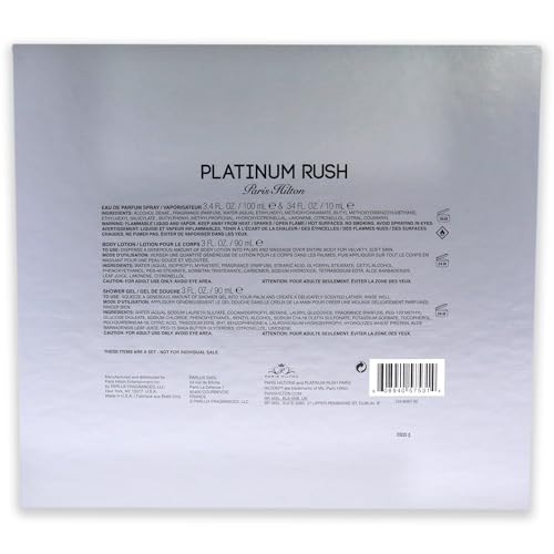 Paris Hilton Platinum Rush Women 4 Pc Gift Set 3.4 oz EDP Spray, 0.33oz EDP Spray, 3oz Body Lotion, 3oz Shower Gel Beauty & Personal Care Paris Hilton