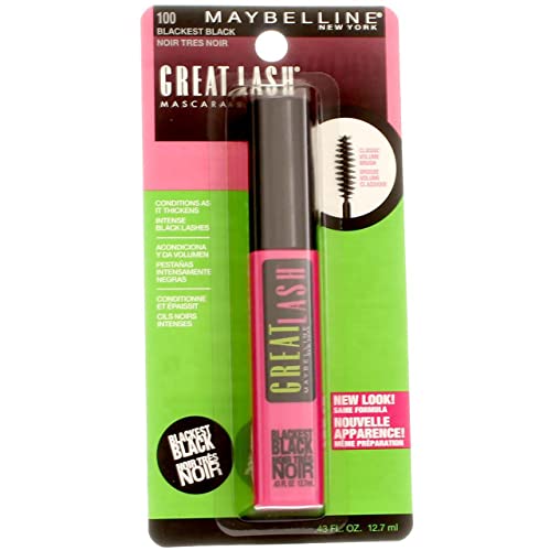 Maybelline Great Lash Washable Mascara, Blackest Black, 0.43 fl. oz. (Pack of 3) Beauty & Personal Care MAYBELLINE